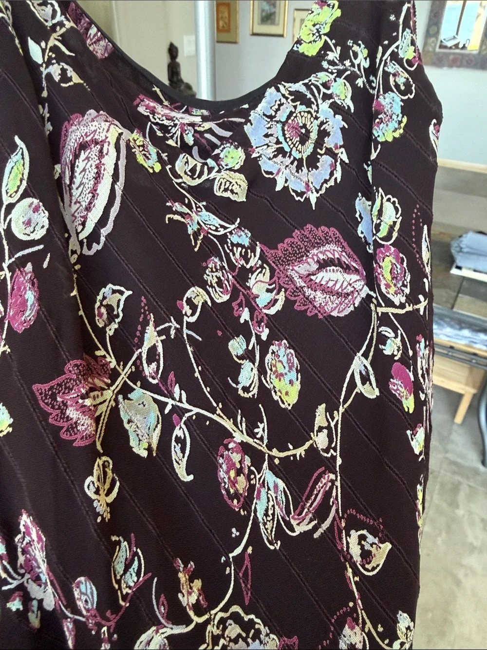 Lily floral spaghetti strap dress- black purple blue lilac size M - Picture 2 of 7